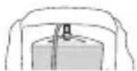 Simple line drawing of a backpack with a curved arm (no text or symbols)