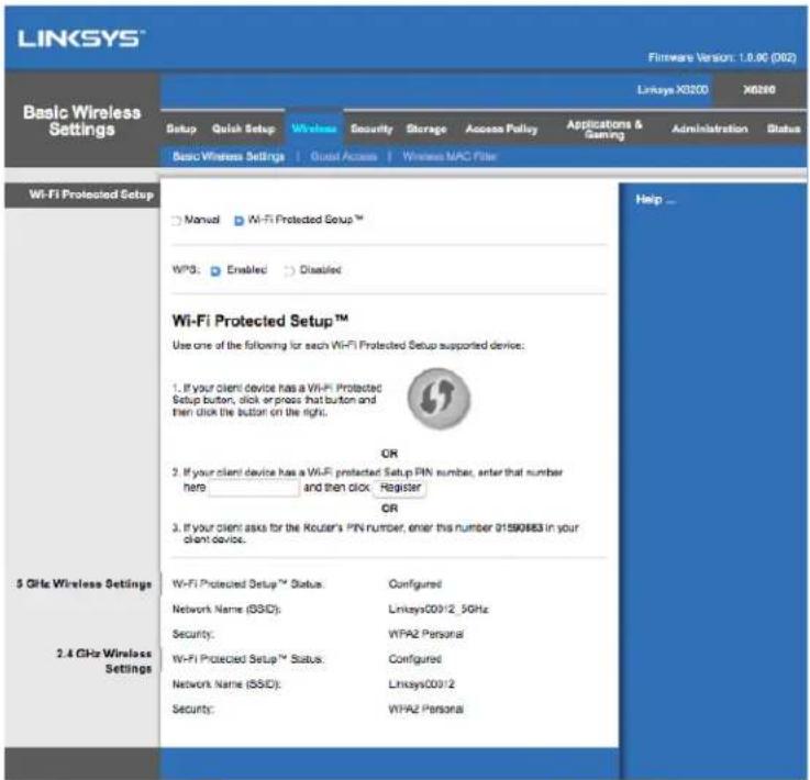 LINKSYS X6200 - Wi-Fi 保護設置 - 1