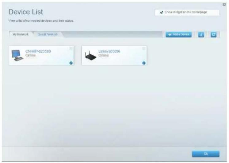 LINKSYS EA2750 - Personnalisation de la liste des périphériques - 1