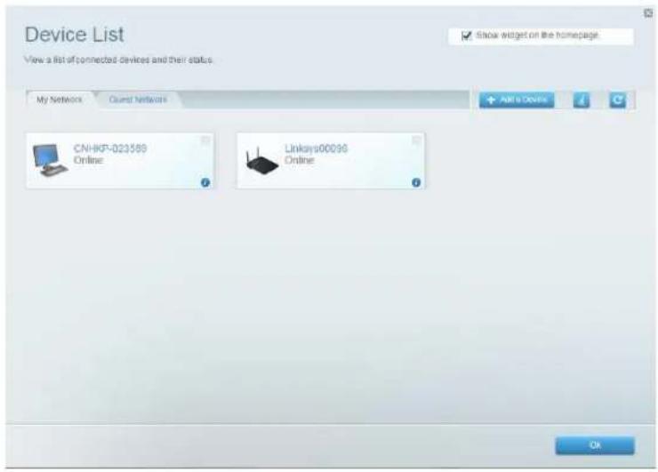 LINKSYS EA2750 - Personnalisation de la liste de périphériques - 1
