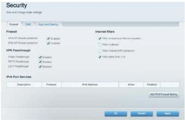 LINKSYS EA2750 - IPv6-palomuurin asetusten muuttaminen - 1