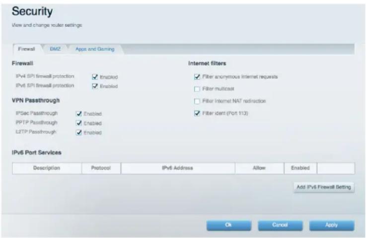 LINKSYS EA2750 - Modificar los ajustes del firewall IPv6 - 1