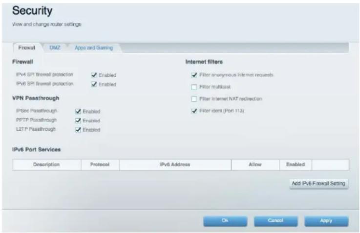LINKSYS EA2750 - IPv6-Firewall-Einstellungen ändern - 1