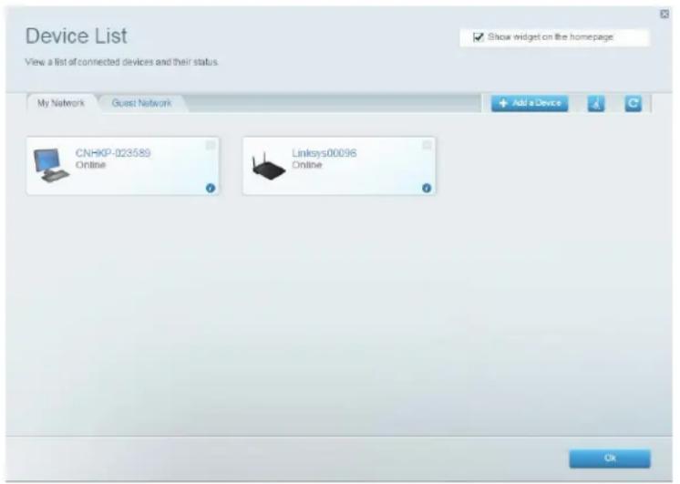 LINKSYS EA2750 - Die Geräteliste anpassen - 1
