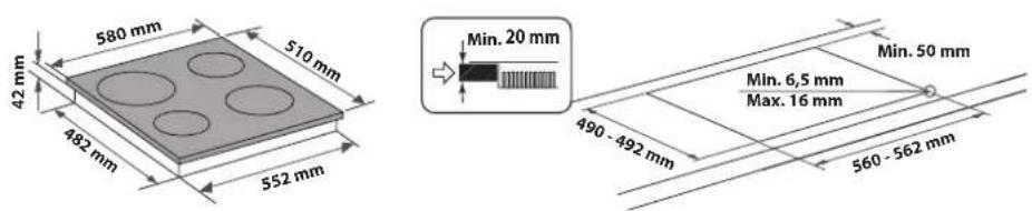 PRIVILEG PHVR6 OH5V2 IN - DIMENSIONS AND DISTANCES TO BE MAINTAINED - 2