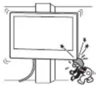 SONY Bravia KD55XG8596 - Konzolu na zed' nemontujte na plochy stěn, na kterých rohy nebo boky televizoru přečnívají ze stěny. - 1