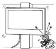 SONY Bravia KD55XG8596 - Não instale o suporte para montagem em paredes em que os cantos ou os lados do televisor fiquem afastados da parede. - 1