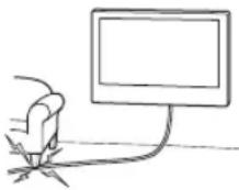 SONY Bravia KD55XG8596 - Dávejte pozor, aby nedošlo ke skřípnutí napájecí šňůry nebo propojovacího kabelu. - 1