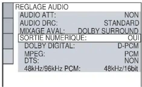 SONY DVPNS360 - Réglage du signal de sortie numérique - 1