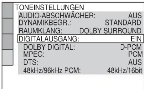 SONY DVPNS360 - Einstellen des digitalen Ausgangssignals - 1