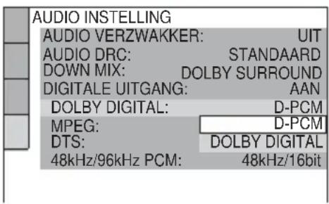 SONY DVPNS360 - 14Druk op / om het soort Dolby Digital signal te kiezen dat u maar uw versterker (receiver) wilt sturen. - 1