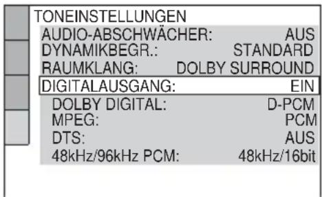 SONY DVPNS590P - Einstellen des digitalen Ausgangssignals - 1