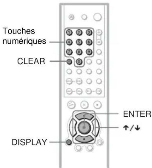 Touches numériques CLEAR DISPLAY ENTER ↑/↓
