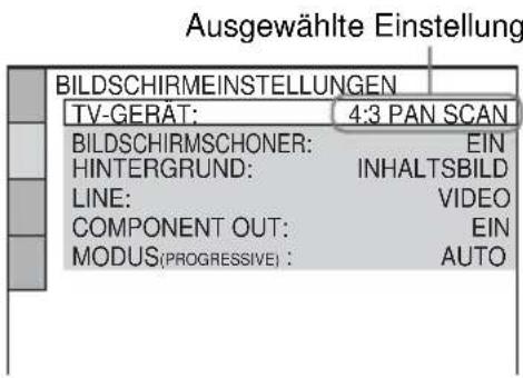 SONY DVPNS590P - Wählen Sie mit ↑/↓ die gewünschte Einstellung aus und drücken Sie ENTER. - 1