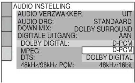 SONY DVPNS590P - Druk op ↑/↓ om het soort Dolby Digital signaal te kiezen dat u naar uw versterker (receiver) wilt sturen. - 1