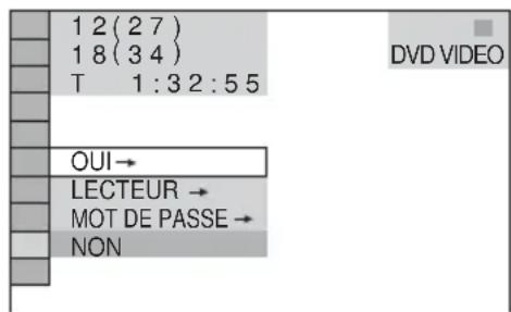1 2 (2 7) 1 8 (3 4) T 1 : 3 2 : 5 5 OUI→ LECTEUR → MOT DE PASSE → NON DVD VIDEO