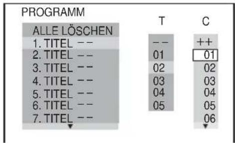 SONY DVPNS590P - Wählen Sie den Titel, das Kapitel oder das Stück aus, den bzw. das Sie programmieren wollen. - 1