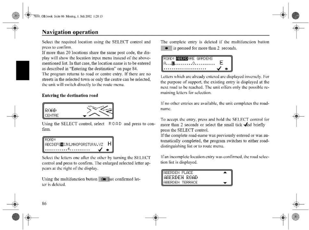 SONY MEX100NV - Selecting destination via post code - 9