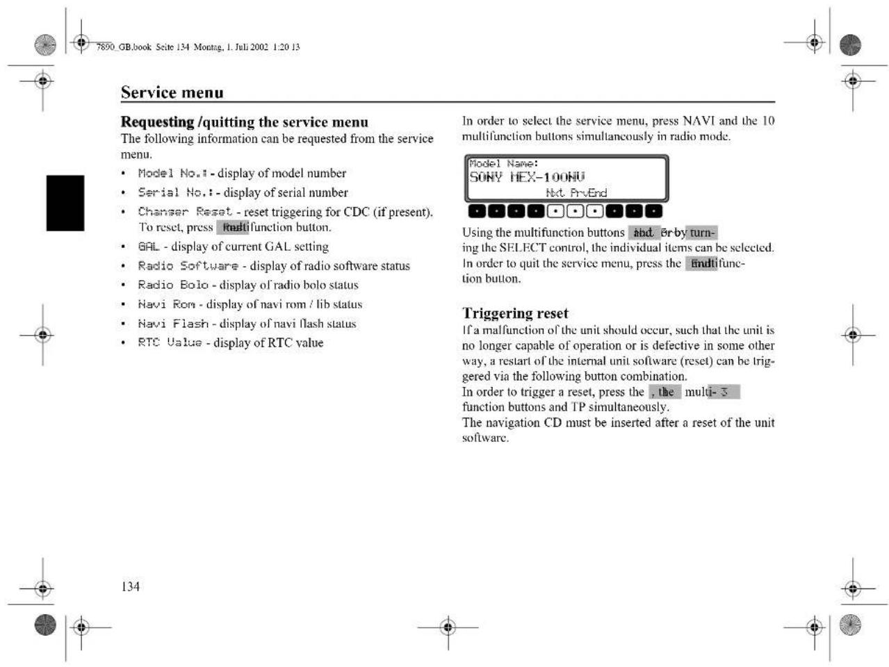 SONY MEX100NV - Setting navigation announcements (Nav) - 7