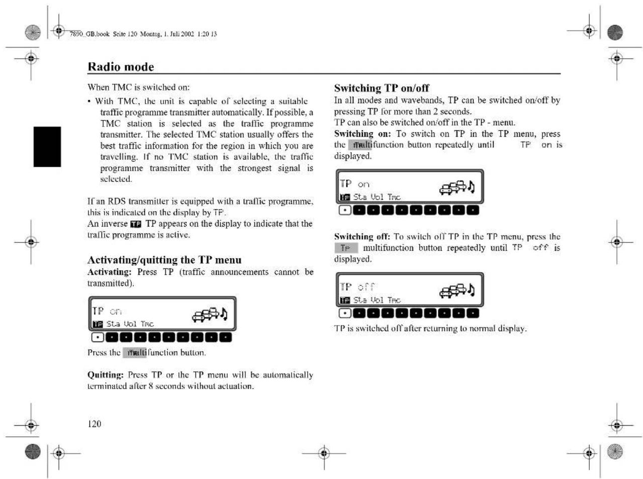 SONY MEX100NV - Traffic Programme (TP) - 6