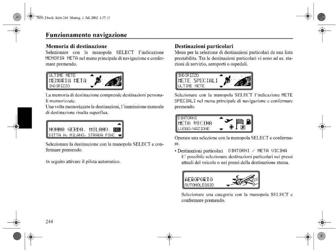 SONY MEX100NV - Richiamo della lista vie - 9