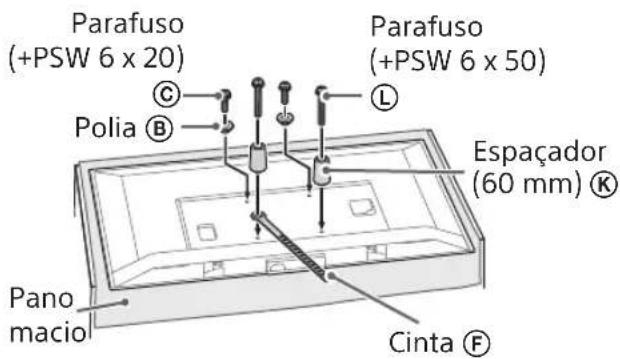 Parafuso (+PSW 6 x 20) Parafuso (+PSW 6 x 50) Polia Espaçador (60 mm) K Pano macio Cinta F