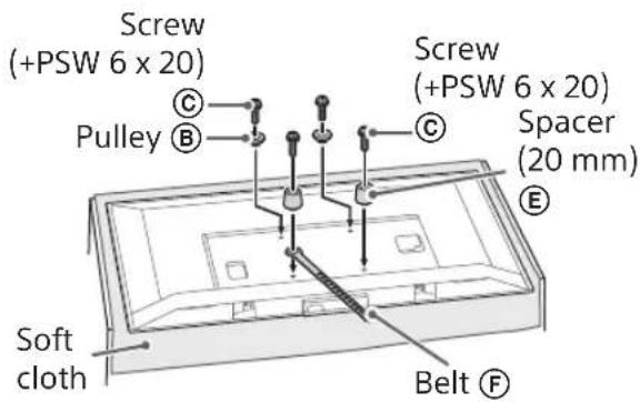 Screw (+PSW 6 x 20) C Pulley B C Screw (+PSW 6 x 20) Spacer (20 mm) E Soft cloth Belt F