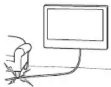 SONY Bravia KDL43WG665 - Se till att inte nätkabeln eller anslutningskabeln kommer i kläm. - 1