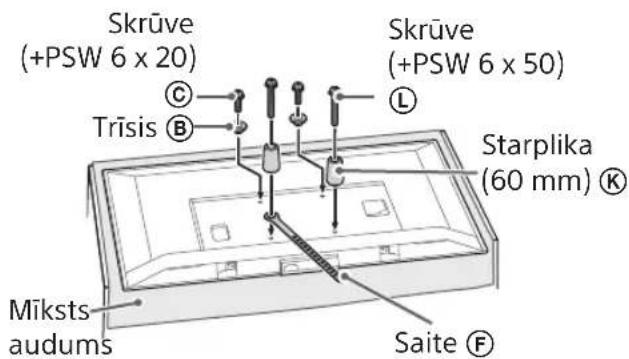 Skrūve (+PSW 6 x 20) Trīsis © Skrūve (+PSW 6 x 50) L Starplika (60 mm) K Miksts audums Saite F