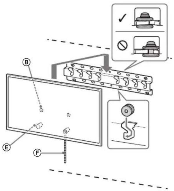 Technical diagram showing assembly steps of a mechanical component with labeled parts and inspection instructions