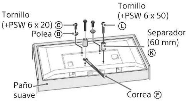 Tornillo (+PSW 6 x 20) © Polea Ⓑ Tornillo (+PSW 6 x 50) Separador (60 mm) K Paño suave Correa ⒨