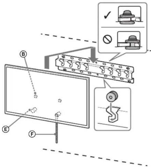 Technical diagram showing assembly steps of a mechanical component with labeled parts and inspection instructions