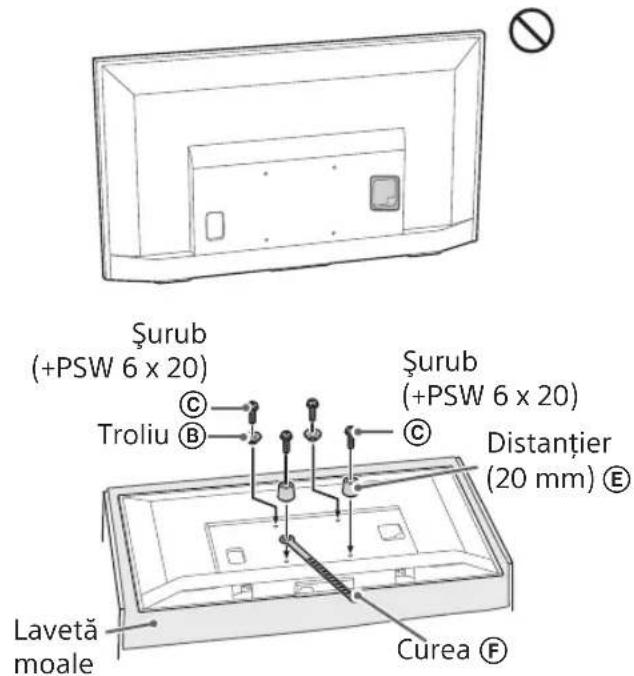 Şurub (+PSW 6 x 20) Troliu C Şurub (+PSW 6 x 20) Distanțier (20 mm) E Lavetă moale Curea F