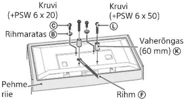 Kruvi (+PSW 6 x 20) Rihmaratas C L Kruvi (+PSW 6 x 50) Vaherõngas (60 mm) K Pehme riie Rihm F