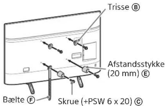 Trisse Ⓑ Afstandsstykke (20 mm) Ⓔ Bælte Ⓕ Skrue (+PSW 6 x 20) Ⓒ