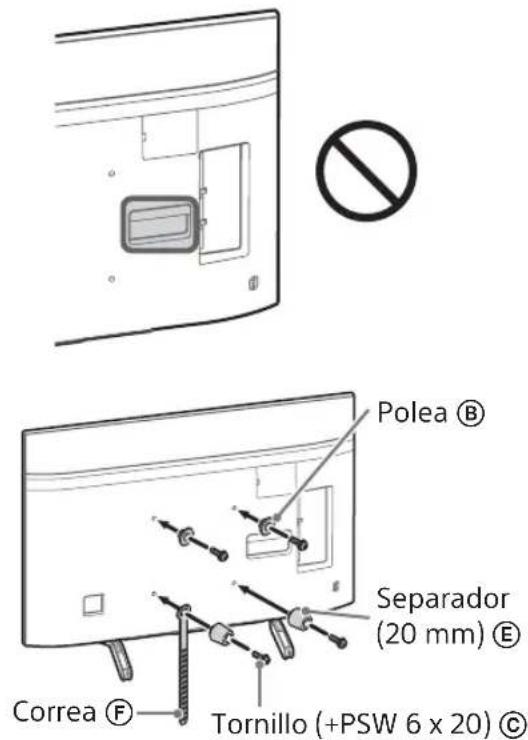 Polea Ⓑ Separador (20 mm) Ⓔ Correa Ⓕ Tornillo (+PSW 6 x 20) Ⓒ