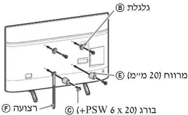 Technical diagram showing two steps of installing or adjusting a device, with hands performing maintenance and a warning symbol.