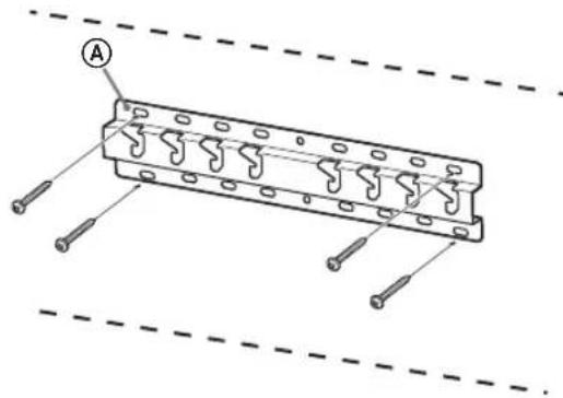 Technical diagram of a mechanical component with labeled parts and dashed reference lines