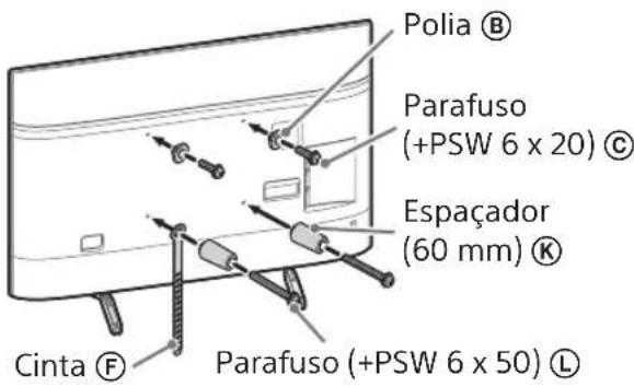 Polia Ⓑ Parafuso (+PSW 6 x 20) Ⓔ Espaçador (60 mm) Ⓔ Cinta Ⓕ Parafuso (+PSW 6 x 50) Ⓔ