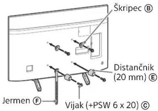 Škripec Ⓑ Distančnik (20 mm) Ⓔ Jermen Ⓕ Vijak (+PSW 6 x 20) Ⓓ