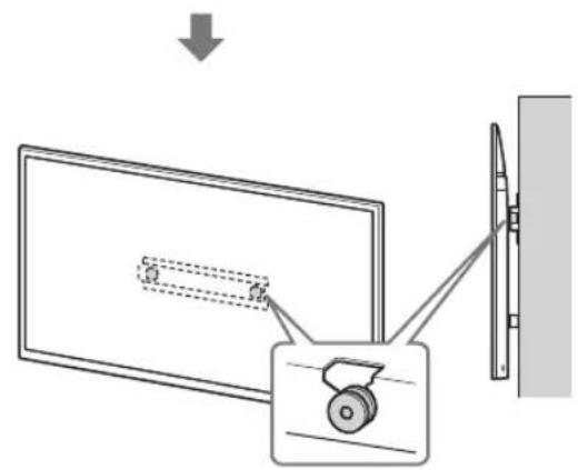 Diagram showing a monitor with a wheel and a wall-mounted device, illustrating the concept of viewing or projection.