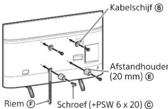 Diagram illustrating two steps of installing a car's door panel, showing installation and inspection with warning symbols.