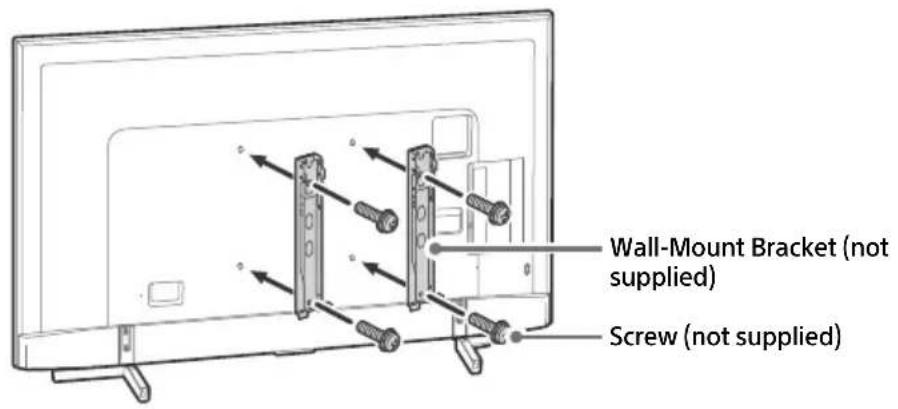 SONY Bravia KD43XF8796 - Attach the Wall-Mount Bracket (not supplied) using the screws (not supplied). - 1