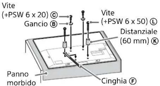 Vite (+PSW 6 x 20) © Gancio Ⓑ Vite (+PSW 6 x 50) Ⓛ Distanziale (60 mm) ® Panno morbido Cinghia ⭕