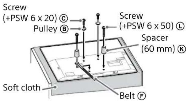 Screw (+PSW 6 x 20) © Pulley Ⓑ Screw (+PSW 6 x 50) Ⓛ Spacer (60 mm) ® Soft cloth Belt Ⓕ