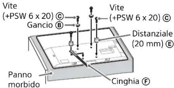 Vite (+PSW 6 x 20) © Gancio Ⓑ Panno morbido Cinghia ⒨ Vite (+PSW 6 x 20) © Distanziale (20 mm) Ⓔ