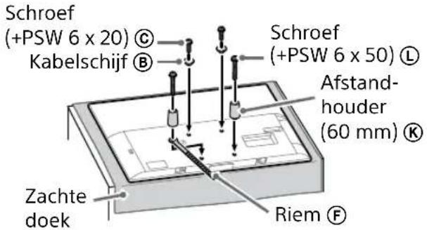 Schroef (+PSW 6 x 20) © Kabelschijf Ⓑ Schroef (+PSW 6 x 50) Ⓛ Afstand- houder (60 mm) ® Zachte doek Riem Ⓕ