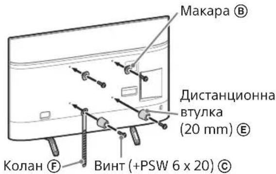 Diagram illustrating a mechanical repair or cleaning procedure with workers installing components and a warning sign indicating hazard.