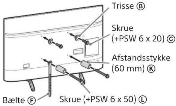 Trisse Ⓑ Skrue (+PSW 6 x 20) Ⓓ Afstandsstykke (60 mm) Ⓔ Bælte Ⓕ Skrue (+PSW 6 x 50) ⒲