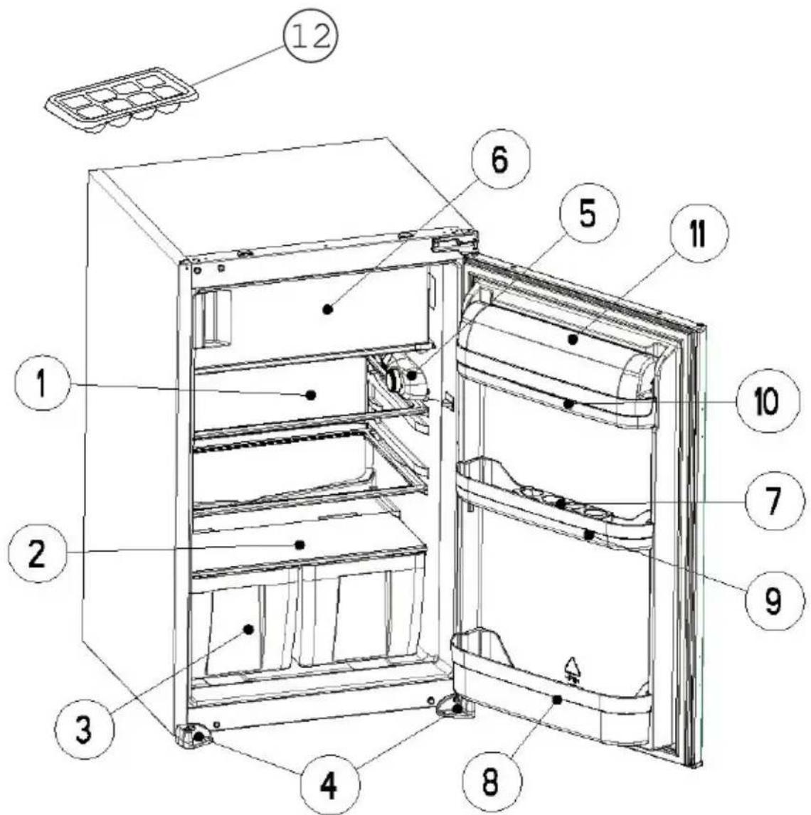 VESTEL VEKF2016 - PARTS OF THE APPLIANCE AND THE COMPARTMENTS - 1